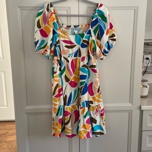 Tabitha Brown Target Puff Sleeve Dress Linen/Rayon blend Size Med